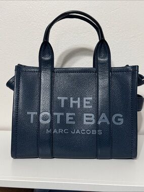 Marc Jacobs Navy Pebbled Leather Tote with Top Handles